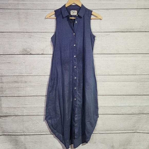 Holding Horses by Anthropologie Sleeveless Blue Polka Dot Dress, Size 0P - Picture 1 of 8